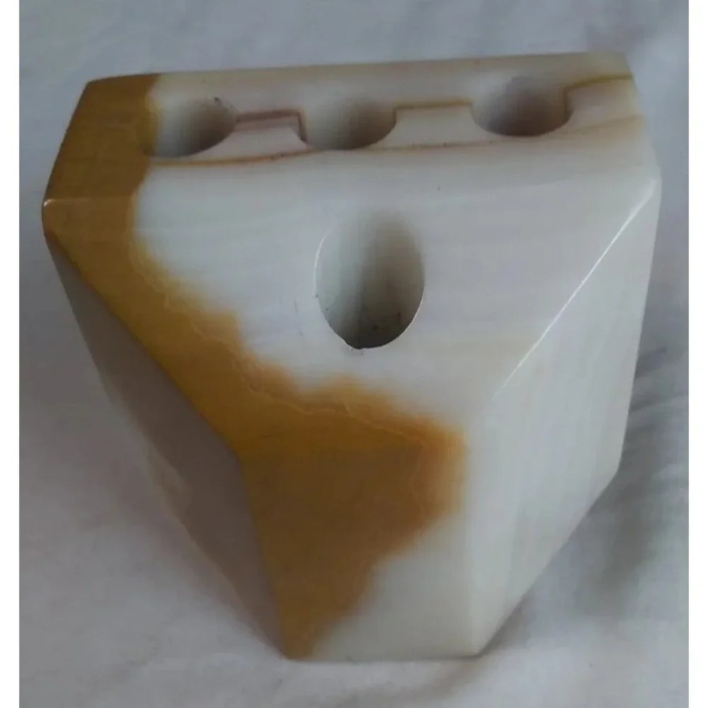 Agate‎ Pen Pencil Holder Paper Weight Light Brown Tan Office Gift 2.4